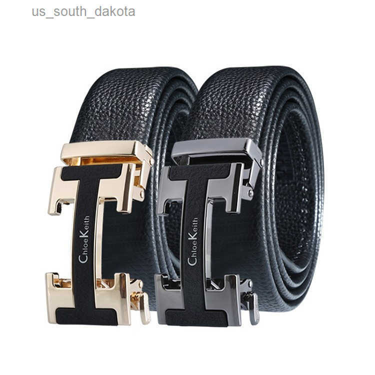 Mens alloy automatic buckle with lychee pattern edging belt I-shaped buckle head versatile business and leisure mens pants belt X250528