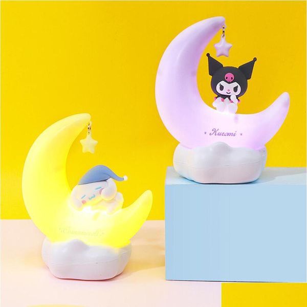 Novelty Items Led Romantic Kuromi Light Bedroom Decoration Moon Shaped Night Cinnamoroll Cute Doll Desk Lamp Kids Gift