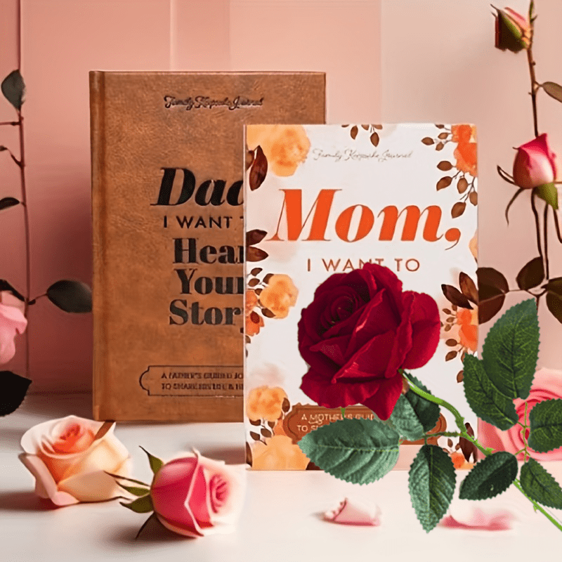 TEMU 2 Pack Guided Books For - Journals With Prompts To Share Stories, Father's Day Or Gift, Warm Color Scheme, Elegant Journal Design, Highquality