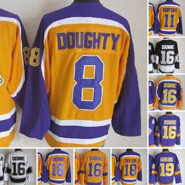 1967-1999 Movie Retro CCM Hockey Jersey Embroidery 16 Marcel Dionne 19 Butch Goring 11 Anze Kopitar 8 Drew Doughty 18 TAYLOR Vintage Jerseys