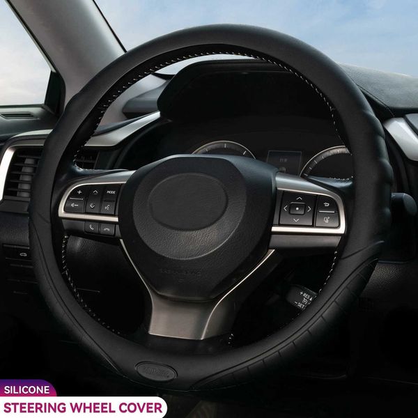 Silicone Car Steering Wheel Cover Leather Texture Trim Hand Skidproof Glove Soft Shell Odorless Protector Anti-slip AccessoriesT250121