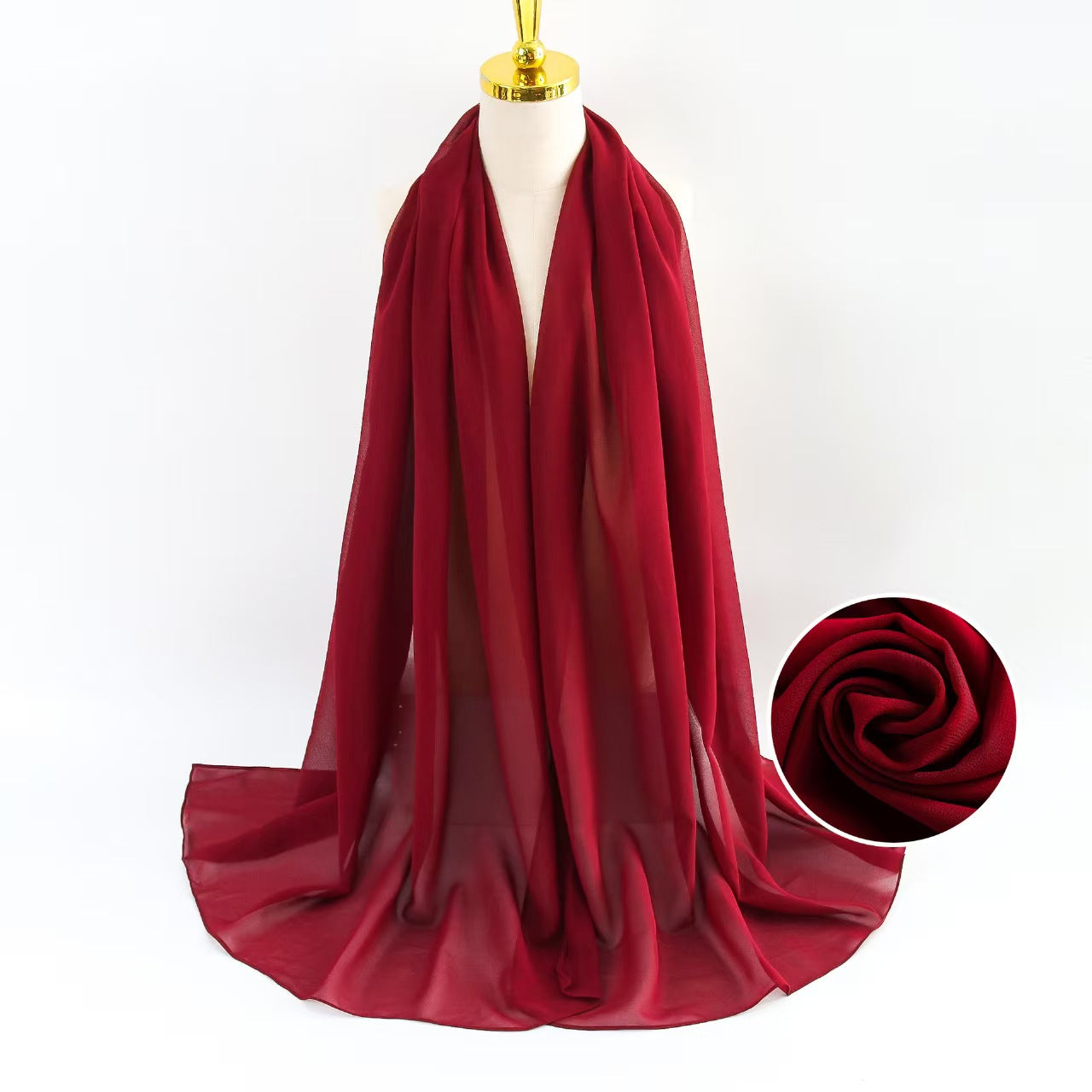 T1093 Pearl Chiffon Scarf Women&#039;s Solid Color Bubble Scarf All-match Head Scarf Malaysian Silk Scarf