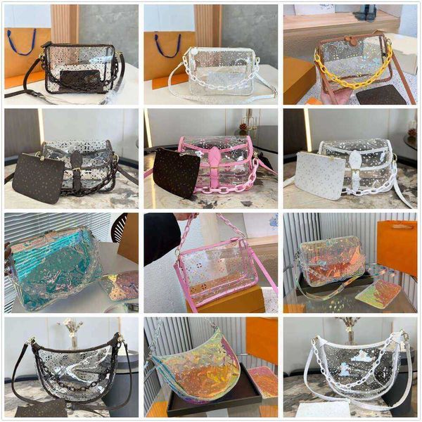 Shoulder Bags Fashion Designer Transparent jelly Totes Ladies Crossbody bag Show off the rich Clear Lipstick powder makeup cosmetic Pouch to