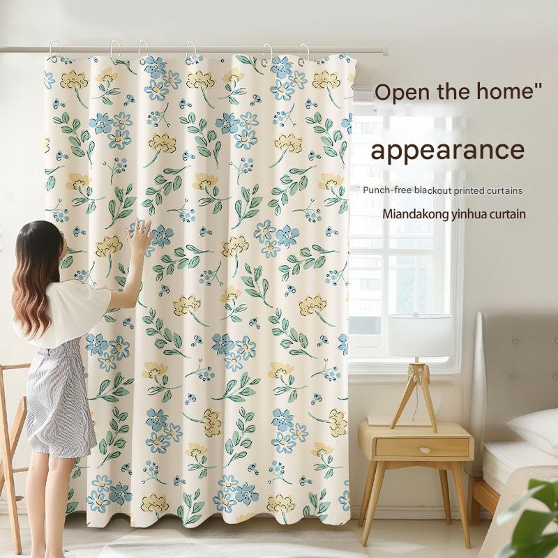 YL-37040 digital printed fabric shower curtain waterproof thick bathroom hook partition curtain