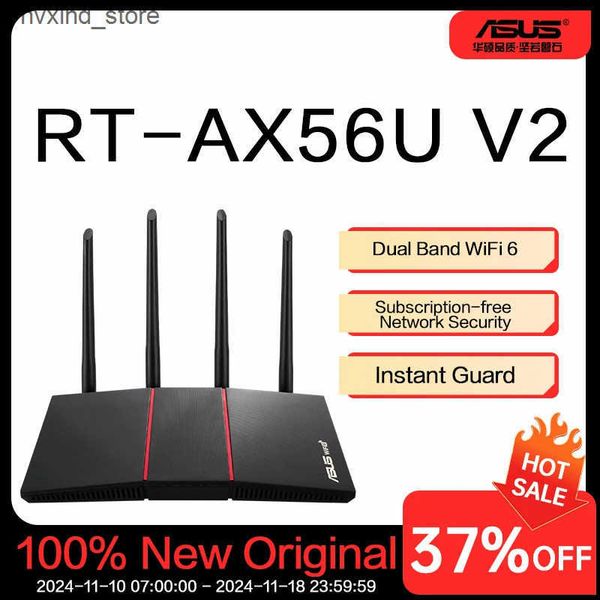 Routers ASUS RT-AX56U V2 (AX1800) Dual Band WiFi 6 Extendable Router - White Subscription-free Network Security Instant Guard J241202