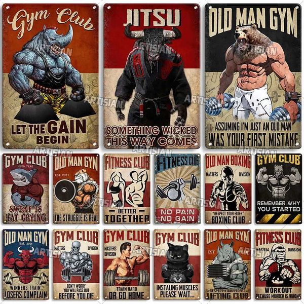 ARTISIAN Weathered Gym Club Metal Tin Sign Vintage Decorative Plate Rusty Sport Metal Poster Man Cave Club Studio Wall Decor Z250118