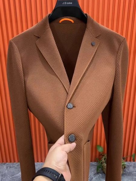 Single Breasted Mens Suit Jackets Brown Coat Business Dress Fashion 2024 Elegant Male Blazer Youthful Emo 250109