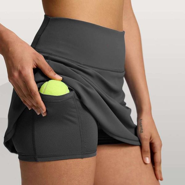 Double Women&#039;S Layered Pleats Tennis Skirts For Women High Waisted With Shorts Pockets Workout Athletic Ruffle Skirt