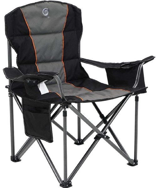 Camp Furniture Foldable camping chair with cooler bag and coaster heavy-duty portable four black H241121