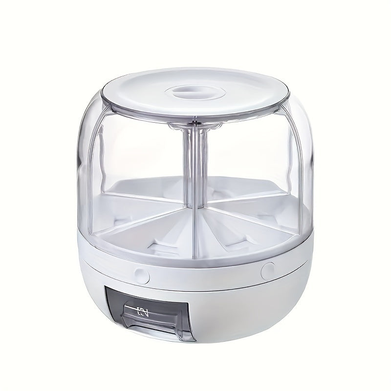TEMU 1pc Rotating Grain Storage Bin With Transparent Window - Large Capacity Airtight Food Container For Rice, Grains, Flour & Pet Food |