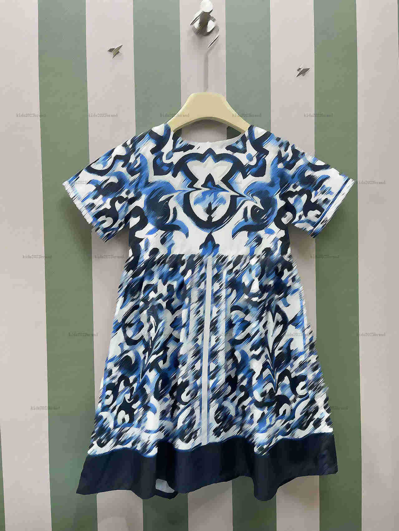 cotton dresses high-end girls dresses Leopard print design princess dress brand designer kids pleated dress for girl fashion skirts for girls