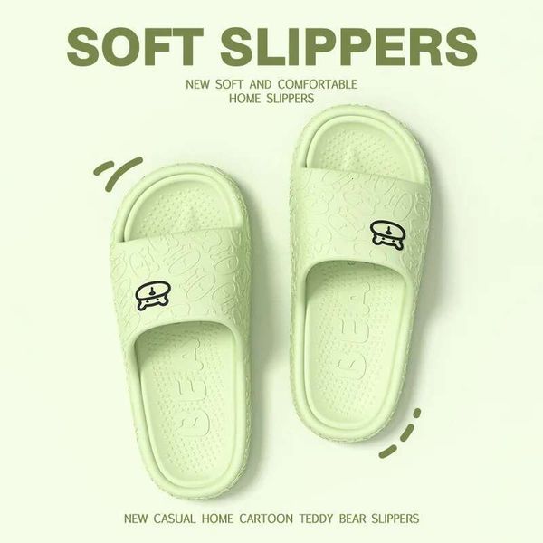 Summer Slippers Bathroom Platform Non-Slip Home Bear Cartoon Flip ps Beach Women Slipper Sandals Slides Indoor Outdoor 2024