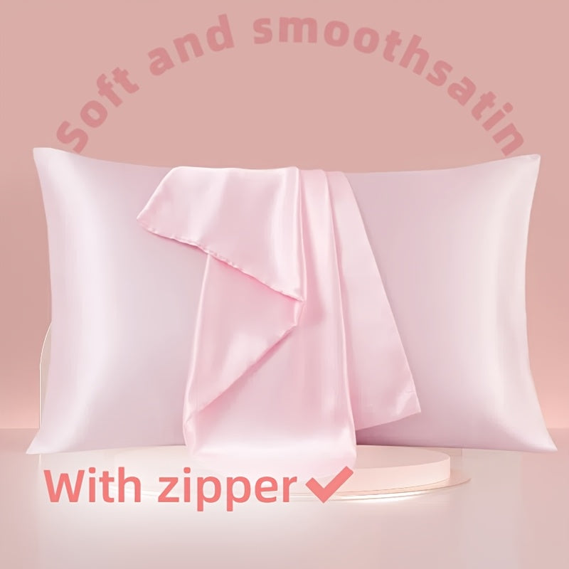 TEMU 2 Pillowcases| 20x28 Inches| Satin Pillowcase With Zipper, , Close To The Skin, Soft And Cool, Let A Comfortable Sleep, Sleep | Pillow | Cool