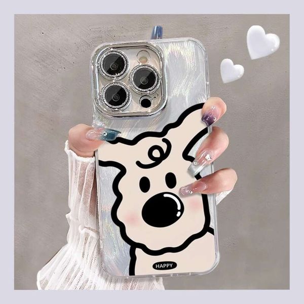 ddmygifts Curled eyebrow dog feather veil shell suitable for 14promax phone case 13pro all inclusive 15 lens film 12-11 female A