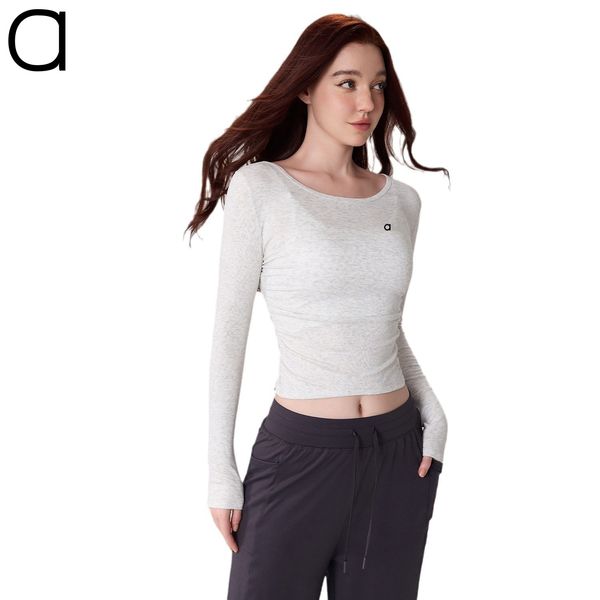 Slim Ribbed Activewear A623 Top for Ladies - Breathable Round Neck Design with Long Sleeves Ideal for Exercise