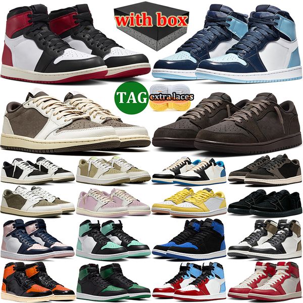 with box men women basketball shoes outdoor sneakers comfortable trainers mens womens sports shoe Velvet Brown Black White Green Glow Court