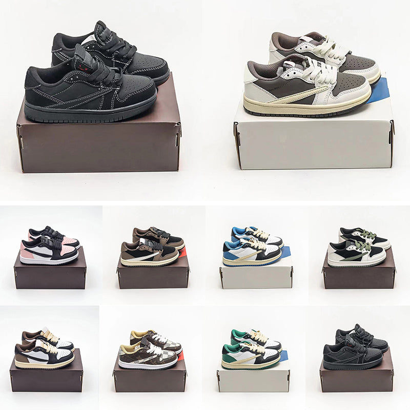 1 kids shoes 1s low Basketball boys sneakers Girls Boys Infant Sport Shoe Mocha kid youth Running trainers toddler Athletic Sneaker Black Phantom Si