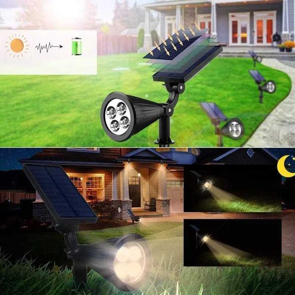 Outdoor solar spotlight ground plug-in lawn light LED 4-7 bulb IP65 waterproof garden stone decorative light tree growth light X241102