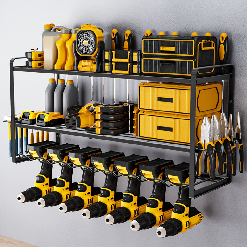 TEMU Power Tool Storage Rack With Charging Station, Tool And Storage Rack, Heavy-duty Metal Tool Rack, Electric Tool Storage Rack, Wall-mounted Drill