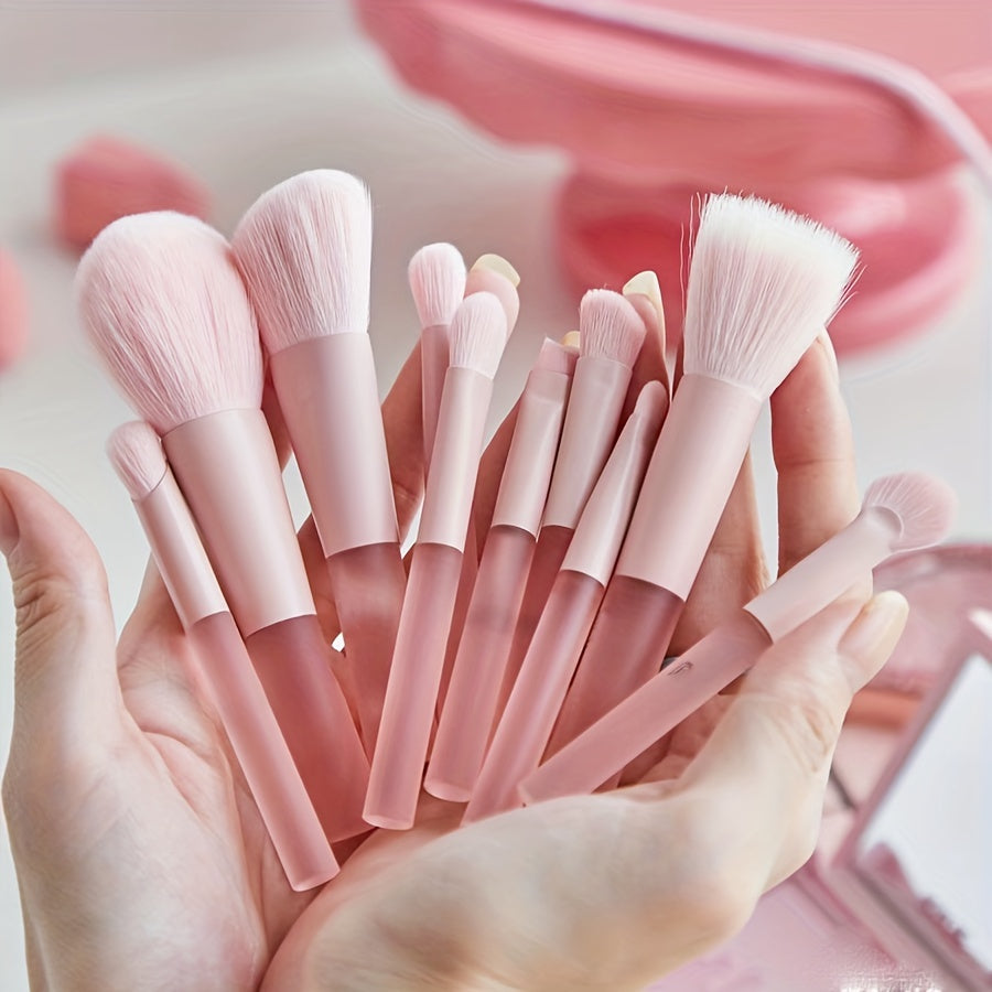 TEMU Travel Makeup Brush Set, Foundation Powder Concealers Eye Makeup Set, Mini Makeup Brushes Kit Convenient To Carry, Travel-sized Brushes