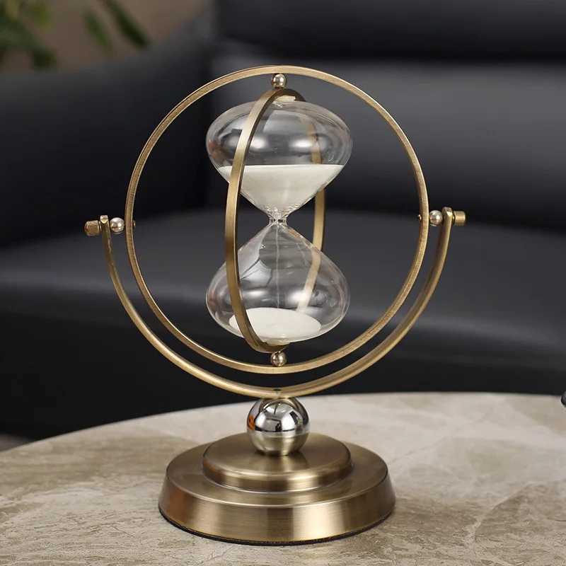 Aesthetic Sand Clock Vintage Globe Hourglass Sandglass Timer Desk Decor Luxury Living Room Decoration Ornament Table Accessories Y250315
