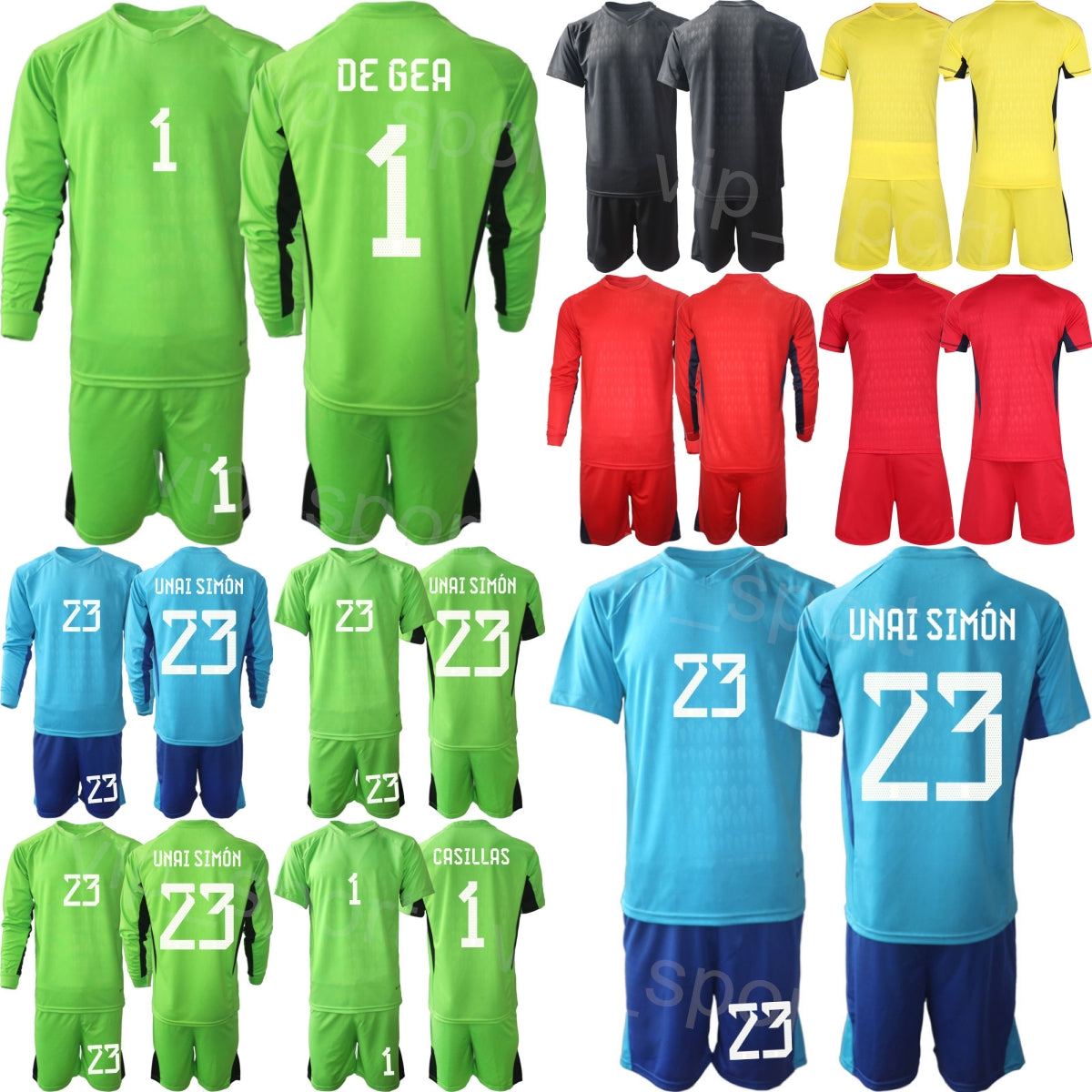 National Team Men Youth Spain Goalkeeper David de Gea Jersey Soccer Set 23-24 Long Sleeve Unai Simon Iker Casillas Reina Kepa Arrizabalaga David Ray