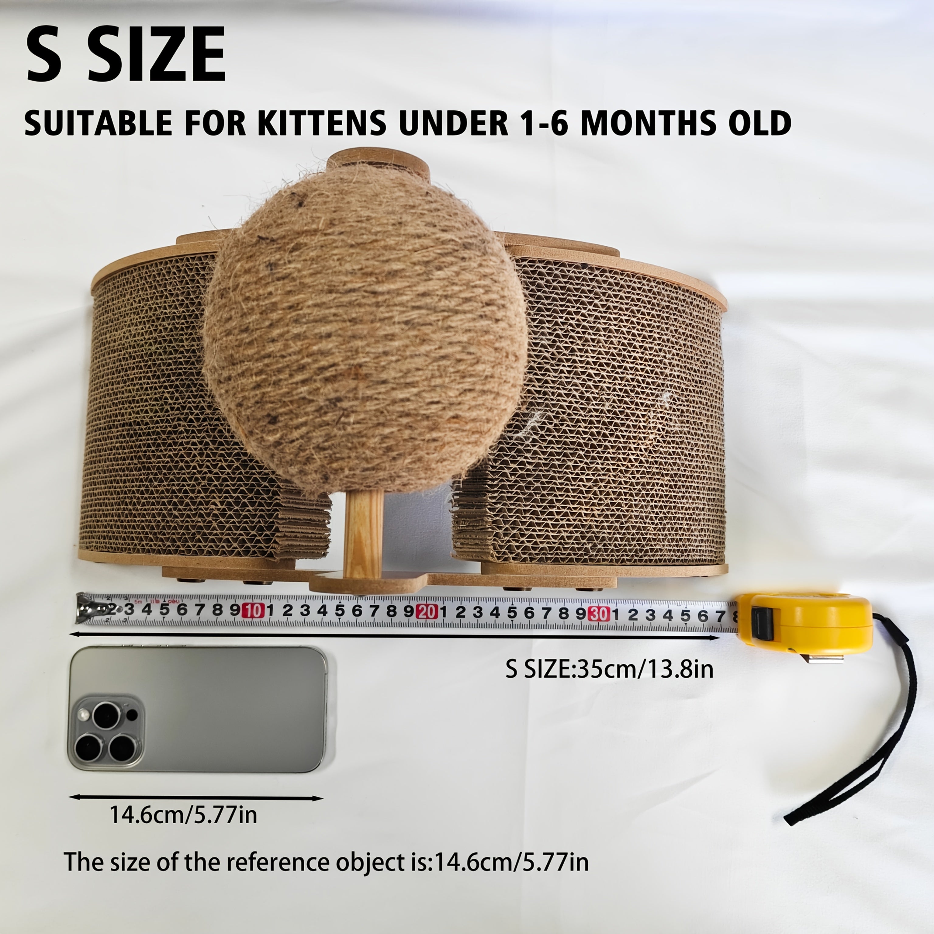 TEMU 22"-55cm Large Size Cat Scratching Ball Toy Cat Scratch Board Vertical Cat Toy Wear-resistant Cat Scratch Column Corrugated Paper Grinding Claw