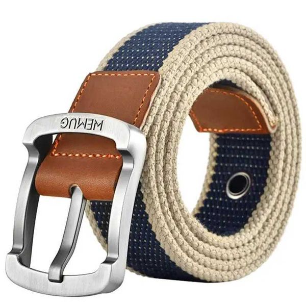 3.5cm Outdoor Canvas Mens Belt Solid Color Black and Red Stripe Woven Alloy Pin Buckle Sports Full Set Mens Belt X241209