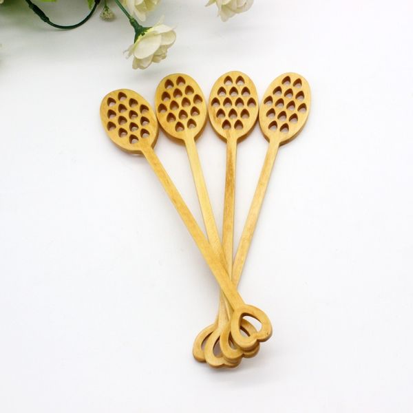 200pcs Hollow Out Heart Shaped Wooden Honey Spoon Cute Wood Honey Stick Spoons Dipper Stirrer Stirring Accessories Gadget Kitchen Tool