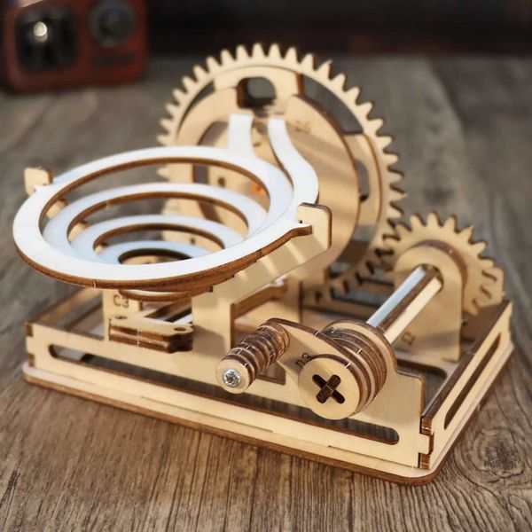 Spiral Marble Run 3D Wooden Puzzles for Adts and Teens DIY Model Building Kits with Mechanical PuzzlesT250117