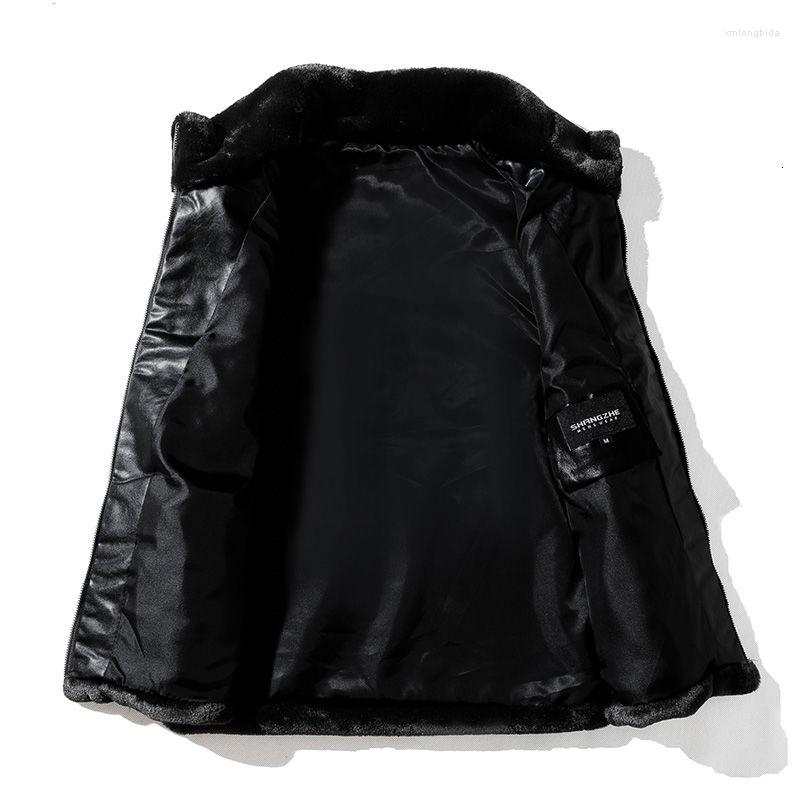 Men&#039;s Vests Vest Men Faux Fur Coat Thicken Sleeveless Warm High Collar Tops Soft Autumn Winter Casual Big Jacket Black Oversize
