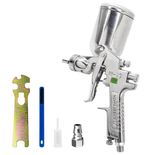 High Atomization W-77 Pneumatic Furniture Spray Gun with Large Diameter Top & Bottom Tanks for Primer Application