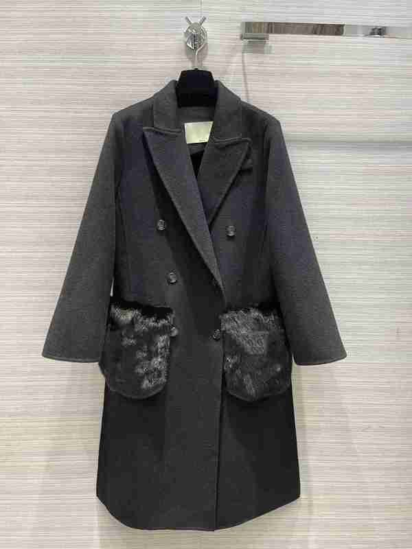 Women&#039;s Wool Blends Milan Runway Autumn Winter Lapel Neck Long Sleeve Designer Coat Brand Same Style Outerwear 10-1 JVMV