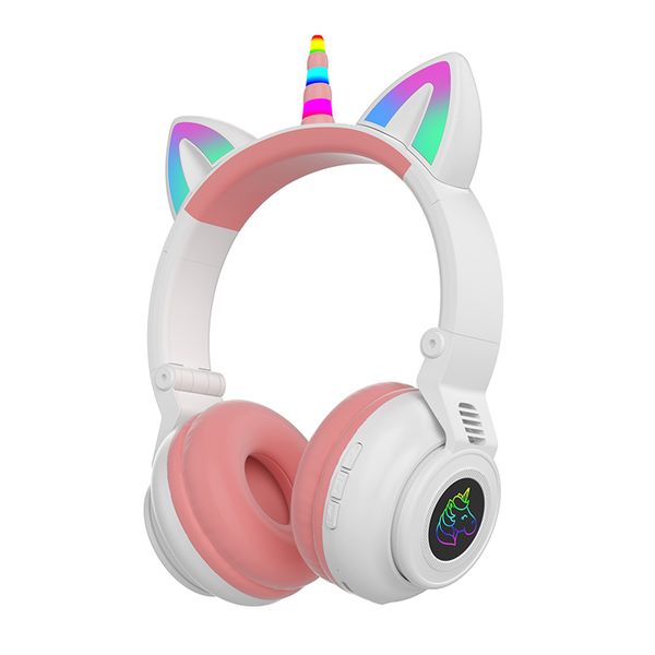 Unicorn Kids Headphones for Girls,Unicorn Bluetooth Headphones Foldable for Girls Toddlers Tablet-pad-Amazon fire,Light Up Kids Wireless Hea