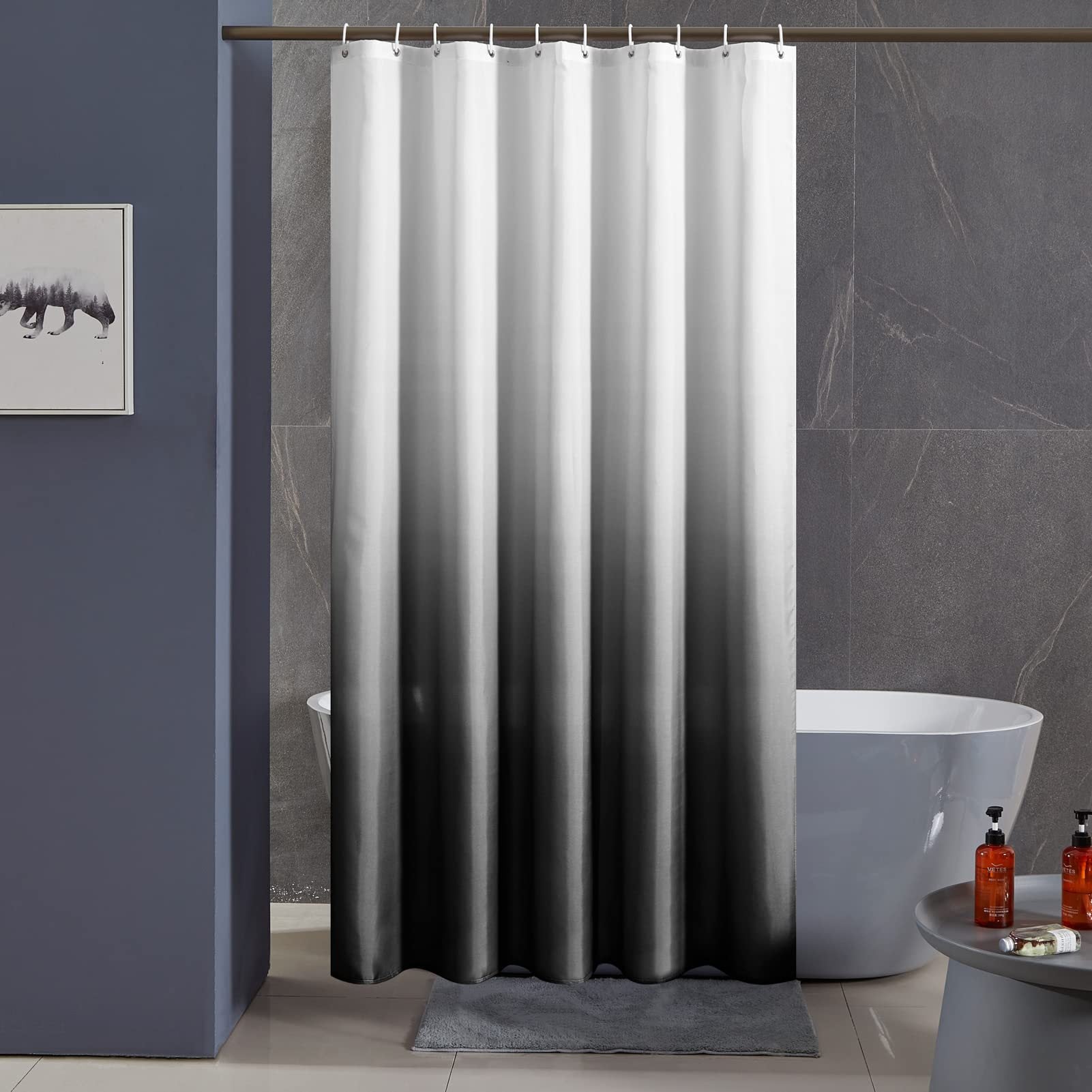 YL-36902 Manufacturer Spot Digital Printed Fabric Shower Curtain Waterproof Thickened Bathroom Partition Curtain with Hook