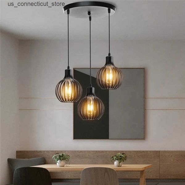 Pendant Lamps Loft Vintage Iron Cage Pendant Lights Home Decor Dining Table Chandelier Kitchen Lighting Fixtures E27 hanglamp woonkamer L240