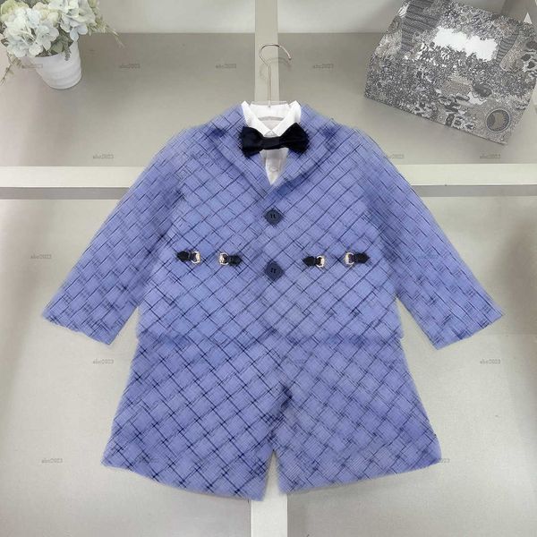 Classics baby Tracksuits boys Tuxedos child formal dress kids designer clothes Blazers Grid logo printing jacket and shorts