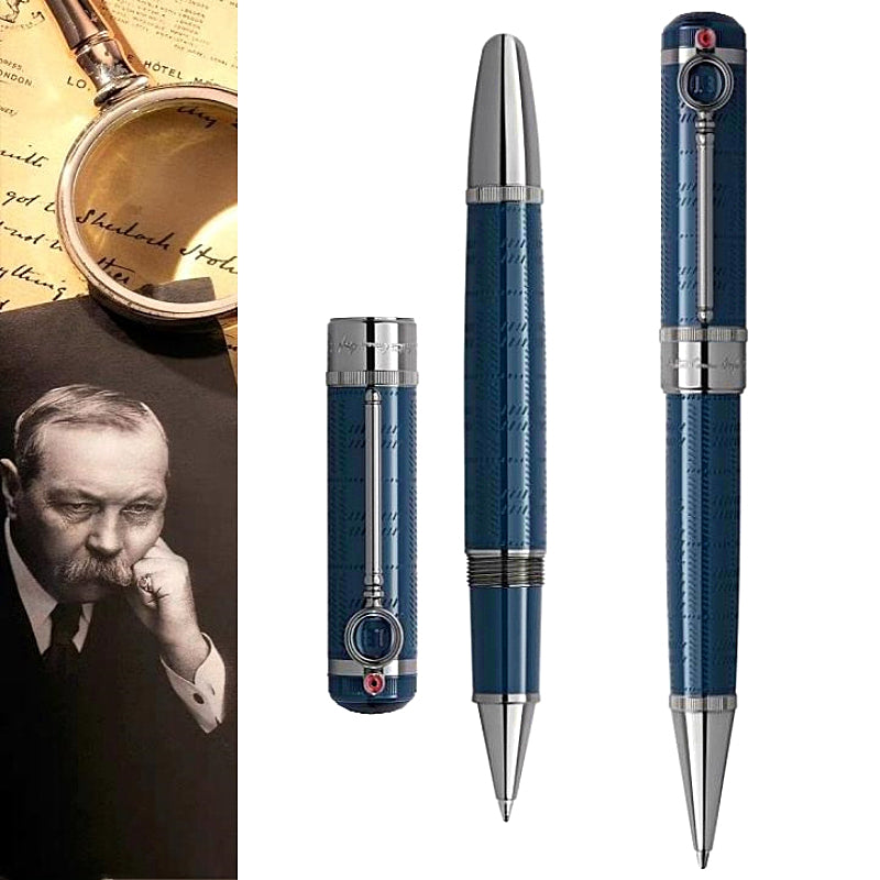 Limited Edition Sir Arthur Conan Doyle Rollerball Pen Blue And Black Metal Ballpoint Pen Detecive Design Office Writing Fountain Pens With Serial Nu