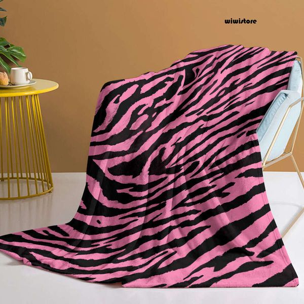 Pink Leopard Print Throw Blanket Zebra Skin Warm Plush Blankets for Kids Adults Teen for Sofa Couch and Bed 957