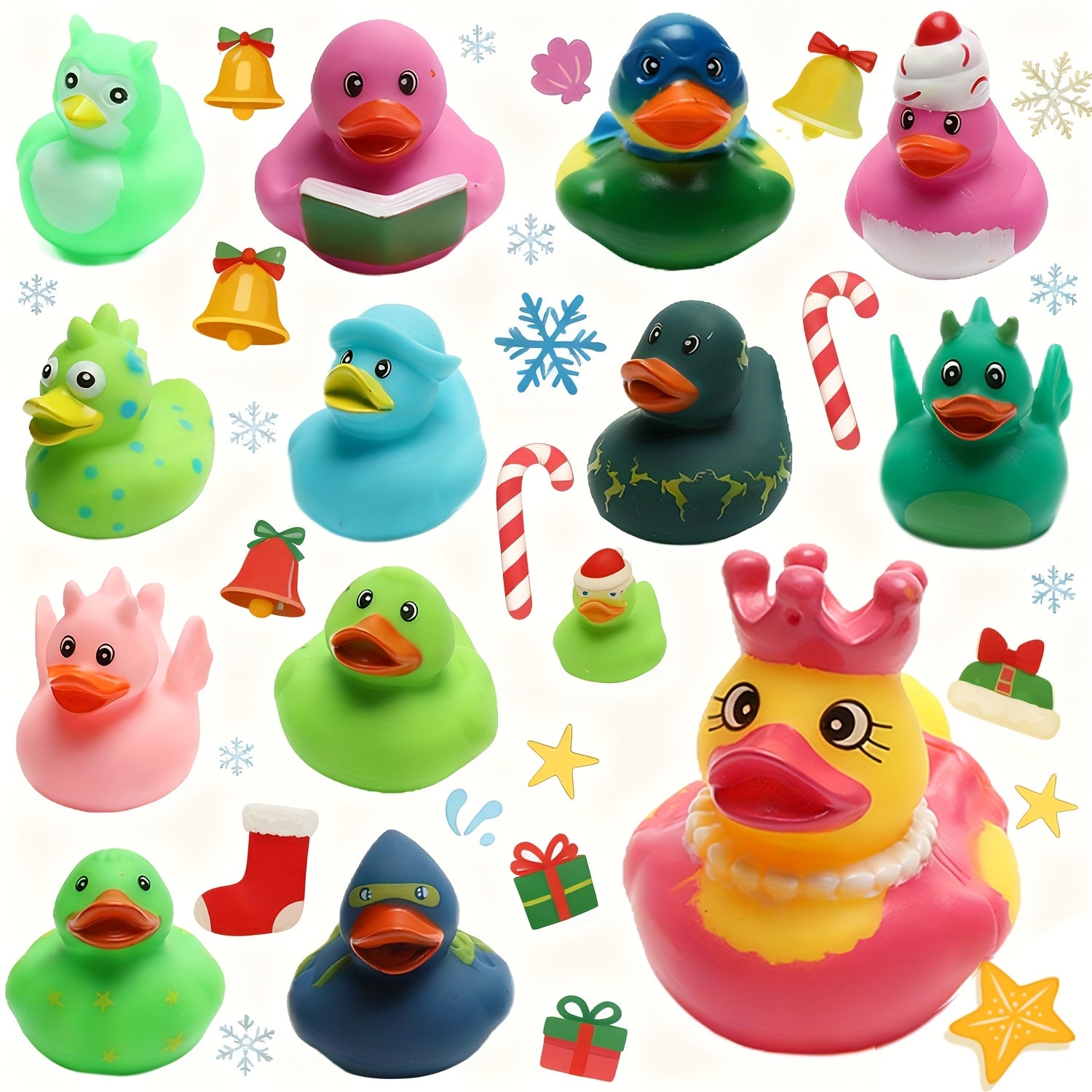 TEMU 24-100 Pack Rubber Ducks Halloween Christmas Gifts In Bulk, Dollhouse Decoration Ducks For Cars Assorted, Room Halloween Decor Pool Floater Duck
