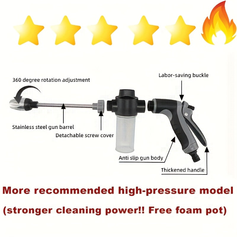 TEMU Portable Heavy-duty Water Gun - 2x More Powerful Pressure, Car Wash & Lawn Watering With Anti-slip Handle, Manual Operation For Women-elderly,