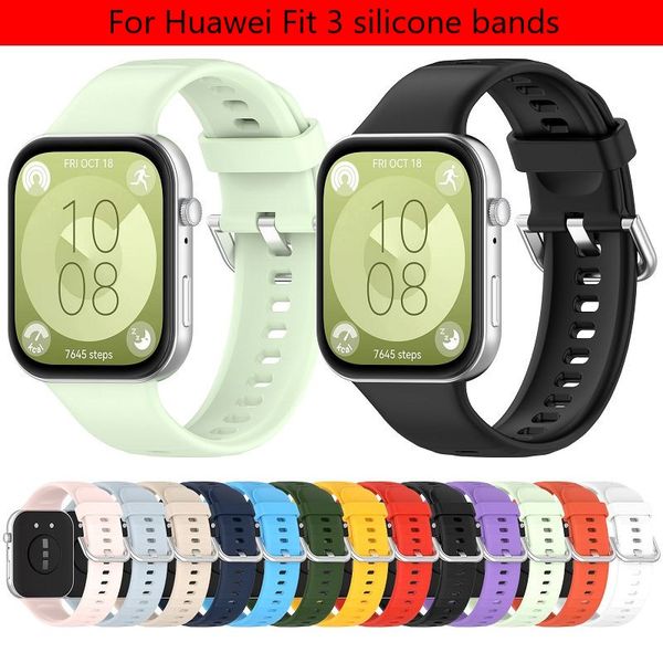 For Huawei watch Fit 3 Silicone Bands Smartwatch Bracelet Replacement Sport Straps for huawei fit3 Wristband Corresa Accessories Soft Watchb
