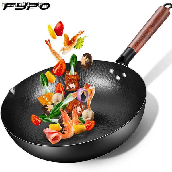 Other Cookware Iron Non-Coating Pot cast iron pan General use for Gas and Induction Cooker Chinese Wok Cookware Pan Kitchen Tools L240910