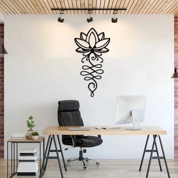 Metal Lotus Wall Decoration Black Lotus Wall Art Hollow Wall Metal Flower Hanging Wall Silhouette Bedroom DecorationXJ250116
