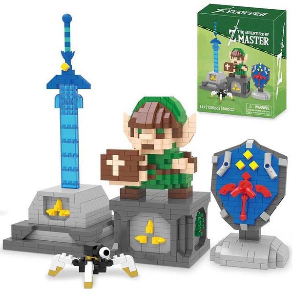 Cartoon Games Kids Toys Link Master Sword And Hylian Shield Building Block Sets Micro Blocks Action Figure Models CollectionC250208