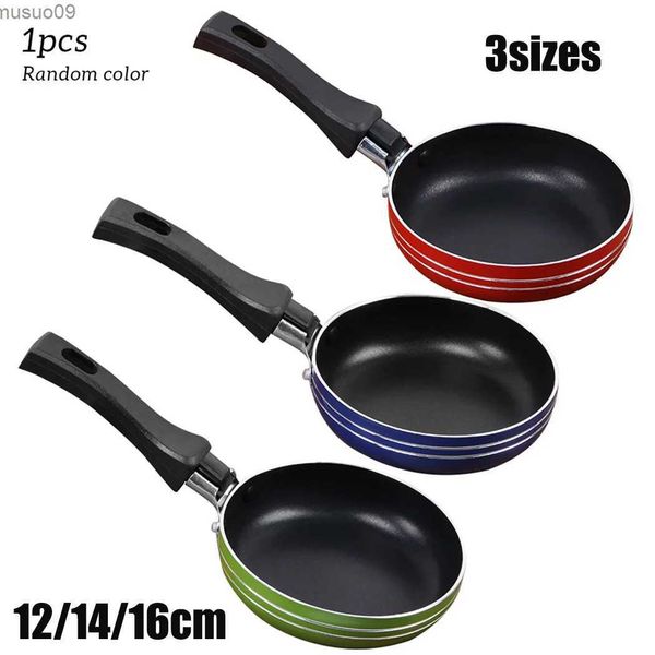 Pans 12cm-14cm-16cm mini frying pan rodless steel frying pan sauce pan random colors for kitchen utensilsL2403