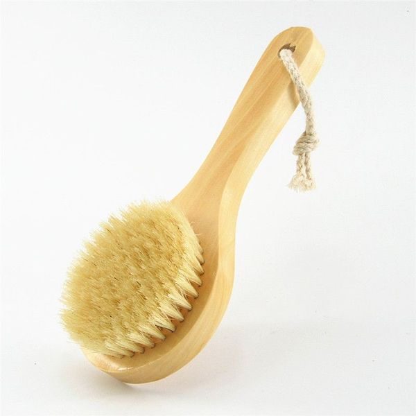 120pcs Dry Skin Body Brush with Short Wooden Handle Boar Bristles Shower Scrubber Exfoliating Massager Brushes Bathing Body Cleaning Care