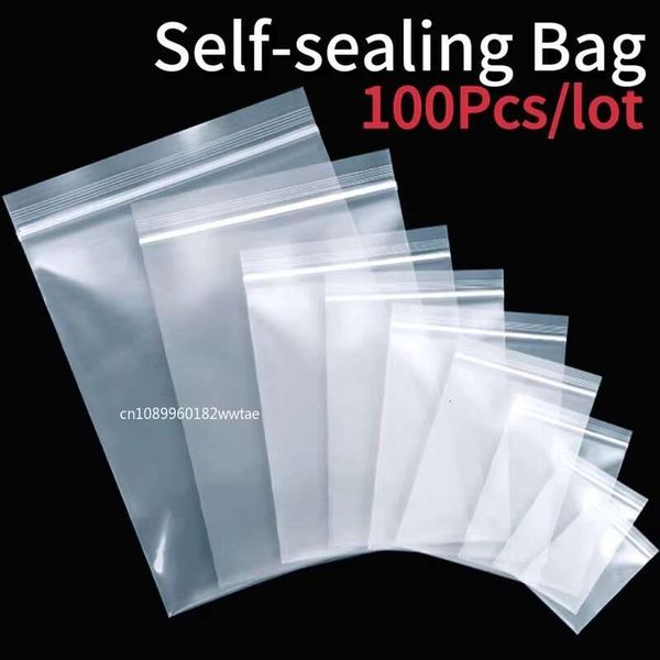 100Pcs-Lot Small Lock Plastic Transparent Reclosable Vacuum Bag Clear Ziplock Food Storage Zip Bags