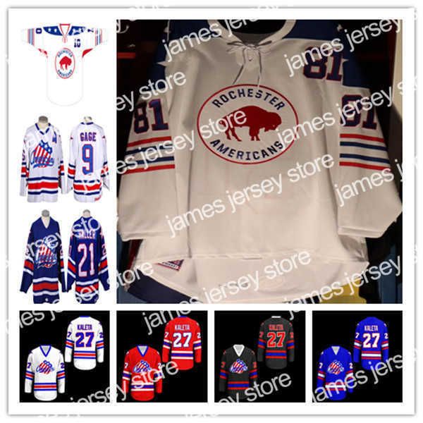 College Hockey Wears Custom Rochester Americans Hockey Jersey John Peterka Jack Quinn Michael Mersch Arttu Ruotsalainen Ethan Prow Brandon B