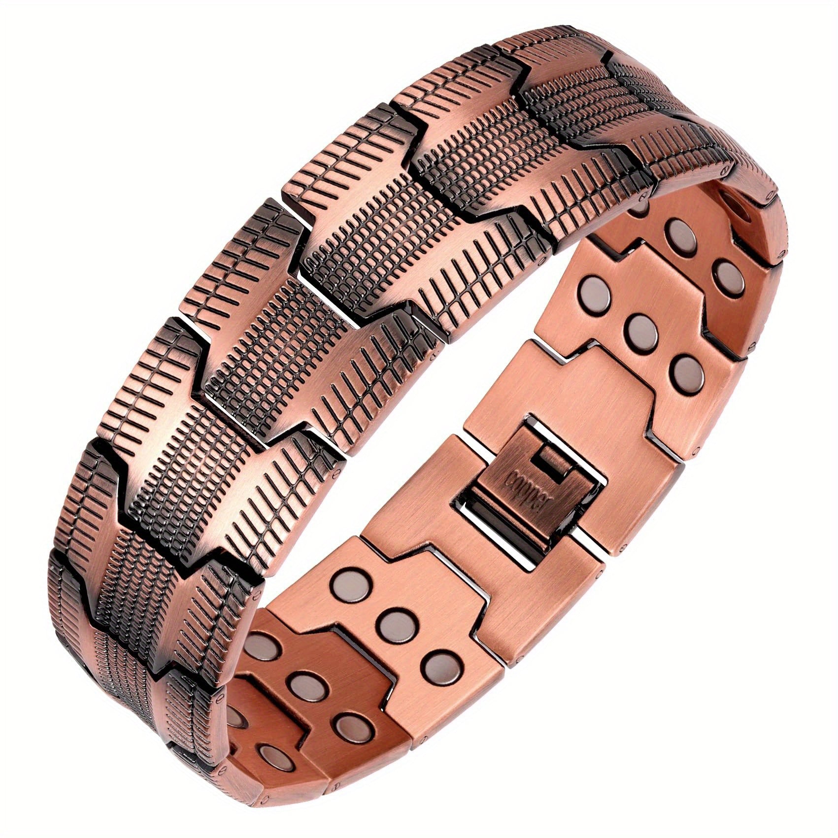TEMU 1pc Men's Copper Bracelet, Magnetic Bracelet, With 3 Of Neodymium Magnets, Adjustable Length, Christmas Men's Jewelry Gift, Christmas Gift